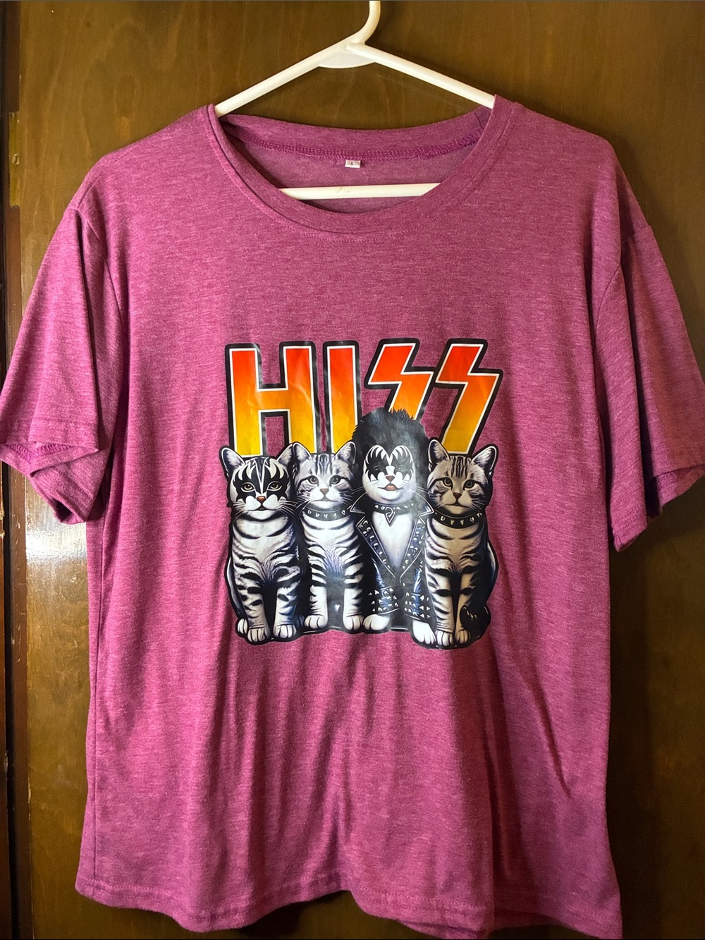 Unbranded Pink 'HISS' Cat Graphic T‑Shirt